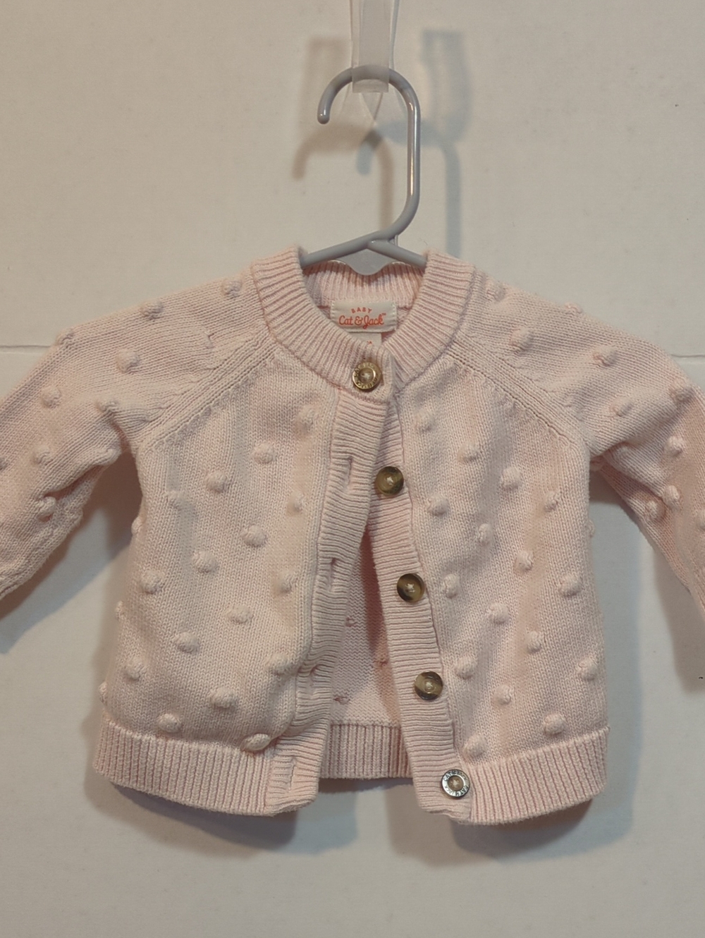 Cat & Jack Light Pink Pom-Pom Knit Cardigan